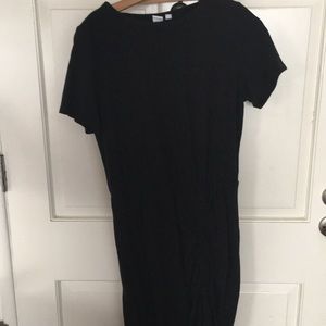 Gap black ruched midi tshirt dress large